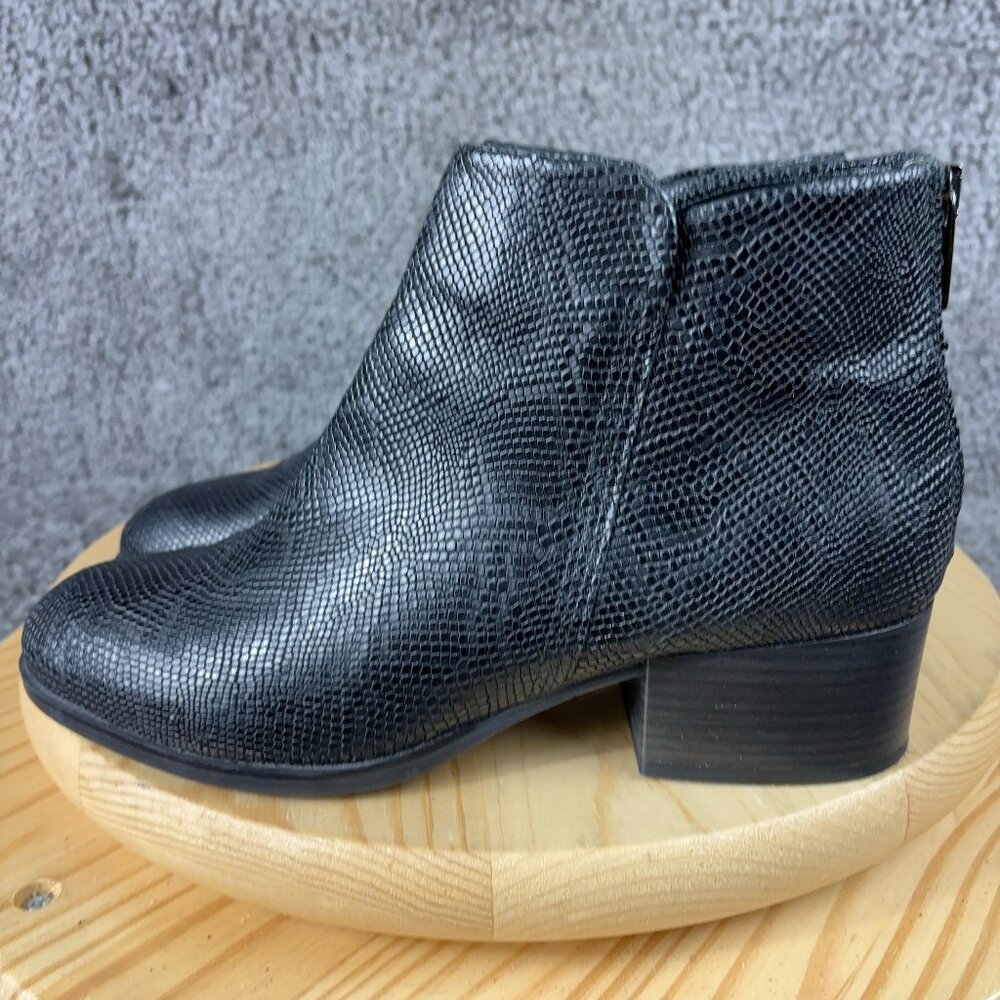 Clarks Boots Elvina Dawn Womens Size 9 Leather Black Snakeskin Ankle Booties